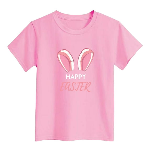 Kid Girls Short Sleeve T Shirts Easter Outfit Easter Cartoon Fashion Tops Tees Outfits For Girls 6-8 Years