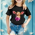 thumbnail image 1 of Kid Girls Short Sleeve T Shirts Easter Shirt Easter Cartoon Summer Crewneck Tops Basic Tees Trendy Clothes for Girls 8-10 Years, 1 of 4