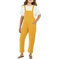 thumbnail image 1 of Kid Girls Summer Jumpsuits Casual School Romper Yellow Overalls with Side Pockets Spring Summer Romper Tween Girls Trendy Stuff 7-8 Years, 1 of 4