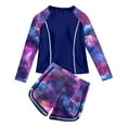 thumbnail image 1 of SROBPTY Kid Girls Swimsuit Set Print Long Sleeve Top with Shorts 2 Piece Bathing Suits for 4-12 Years, 1 of 3