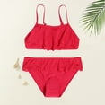 thumbnail image 1 of Kid Girls Swimsuits 2 Piece Beach Tankini Swimwear Solid Color Bathing Suit Girls 8-9 Years, 1 of 5