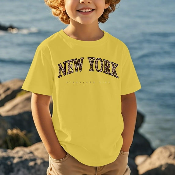 Kid Girls T Shirts New York Shirt Letter Print short Sleeve Short Sleeve Fashion Tops Tees Boys Clothes 10-11 Years