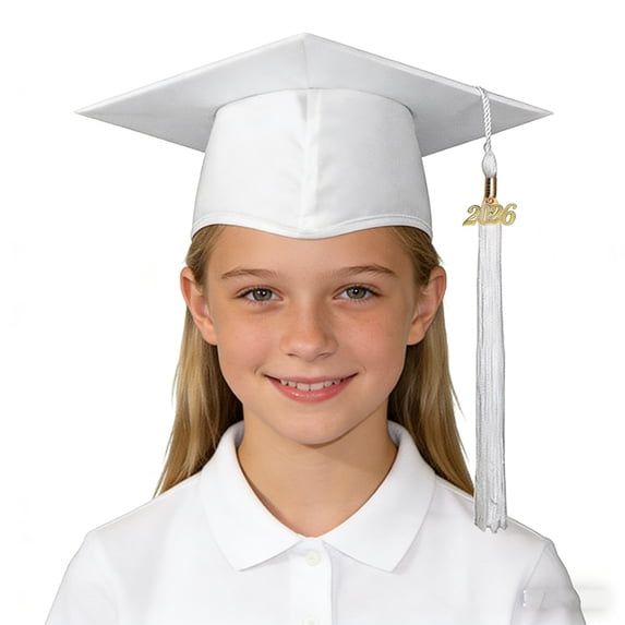 Kid Graduation Cap White Graduation Cap with Tassels 2026 Graduation Decorations