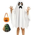 thumbnail image 1 of Kid Halloween Costume Boy Girl Ghost Smile Cape Cloak Hoodie with Bag Cosplay Outfits 3-14 Years, 1 of 6