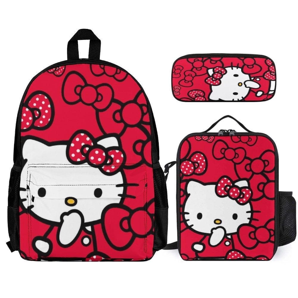 Hello Kitty 3 Piece Backpack Set With Lunch Box And Pencilcase
