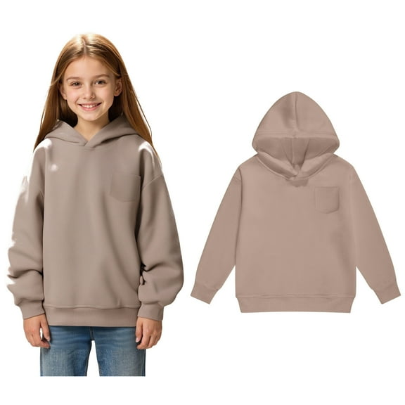 Kid Hoddies Kids Khaki Hoodies Casual Long Sleeve Hoodies Warm Fall Winter Clothes Girls Toddler Clothes 3-4 Years