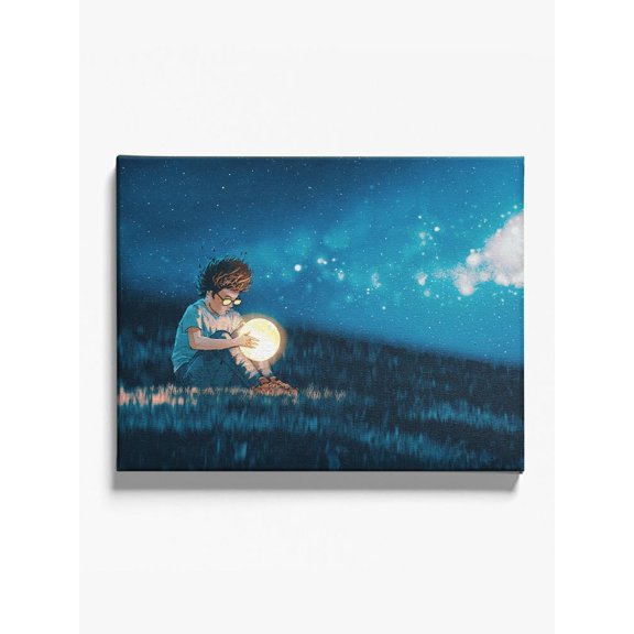 Kid Holding A Bright Bulb 11x14 Canvas -Image by Shutterstock,