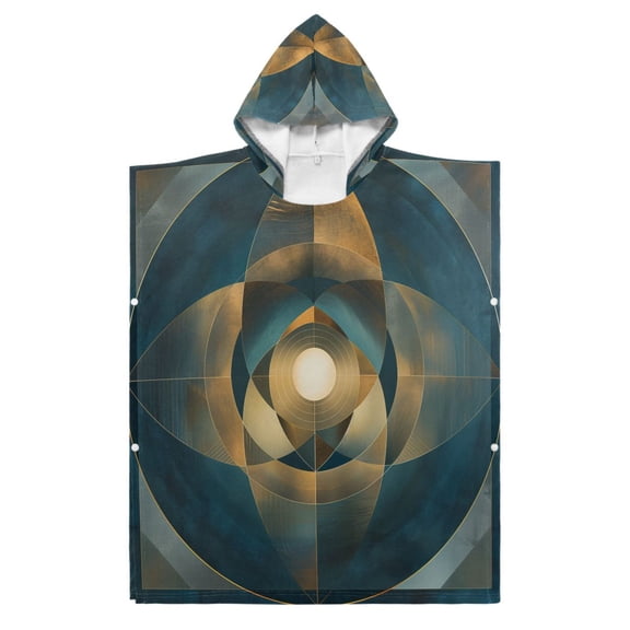 Kid Hooded Beach Towel Bath Poncho Towels Soft Absorbent Quick Dry for Boy Girl Abstract Clear Cerulean Geometric S