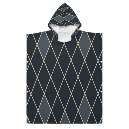 Kid Hooded Beach Towel Bath Poncho Towels Soft Absorbent Quick Dry for Boy Girl Carbon Black Block S