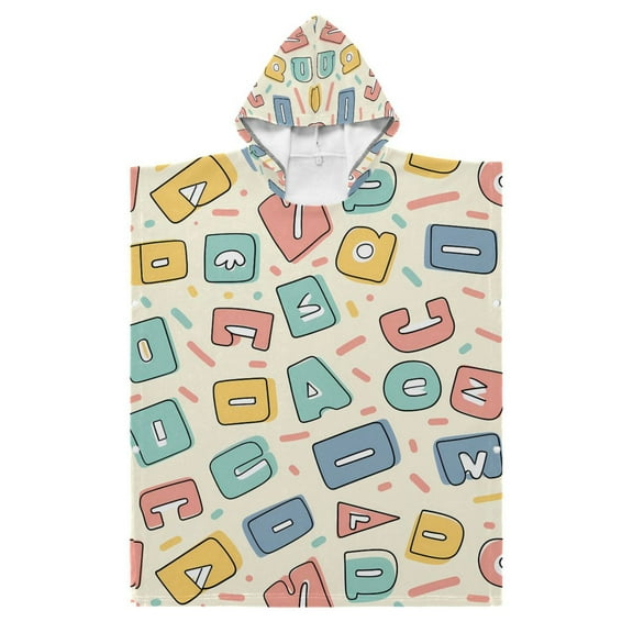 Kid Hooded Beach Towel Bath Poncho Towels Soft Absorbent Quick Dry for Boy Girl Cartoon Letters S