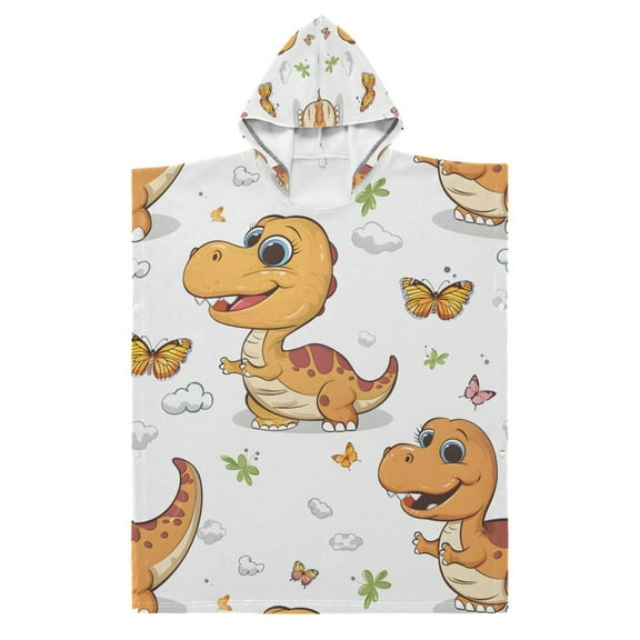Kid Hooded Beach Towel Bath Poncho Towels Soft Absorbent Quick Dry for Boy Girl Cute Dinosaur and Butterfly S