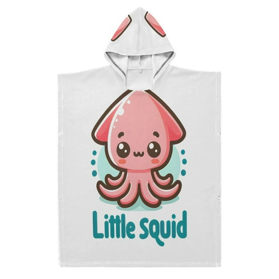 Kid Hooded Beach Towel Bath Poncho Towels Soft Absorbent Quick Dry for Boy Girl Cute Little Squid S