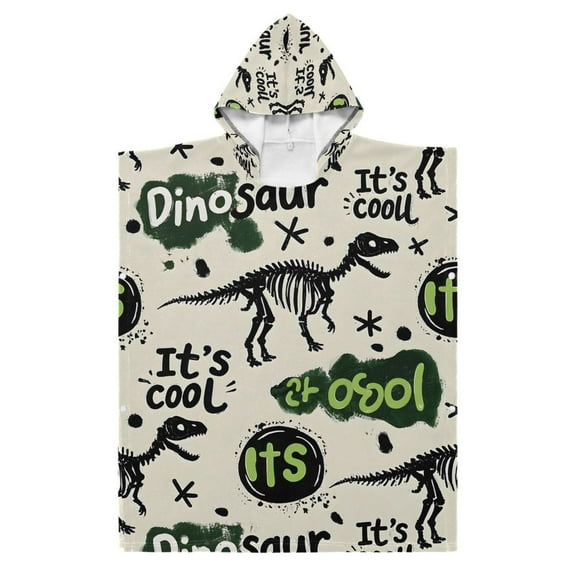 Kid Hooded Beach Towel Bath Poncho Towels Soft Absorbent Quick Dry for Boy Girl Dinosaur Graffiti S