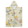 thumbnail image 1 of Kid Hooded Beach Towel Bath Poncho Towels Soft Absorbent Quick Dry for Boy Girl Flowers and Butterflies on Plaid S, 1 of 7