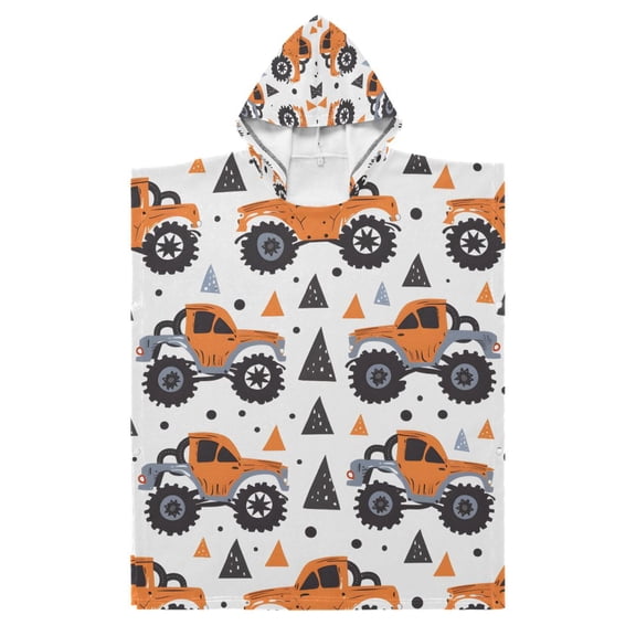 Kid Hooded Beach Towel Bath Poncho Towels Soft Absorbent Quick Dry for Boy Girl Hand Paint Monster Truck S