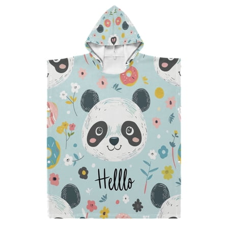Kid Hooded Beach Towel Bath Poncho Towels Soft Absorbent Quick Dry for Boy Girl Hello Panda Face S