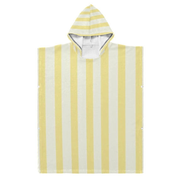 Kid Hooded Beach Towel Bath Poncho Towels Soft Absorbent Quick Dry for Boy Girl Light Yellow and Off-white Striped S