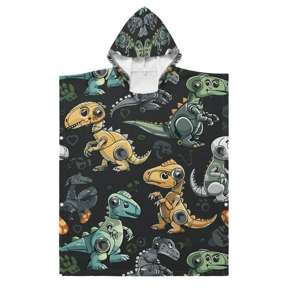 Kid Hooded Beach Towel Bath Poncho Towels Soft Absorbent Quick Dry for Boy Girl Robot Dinosaur S