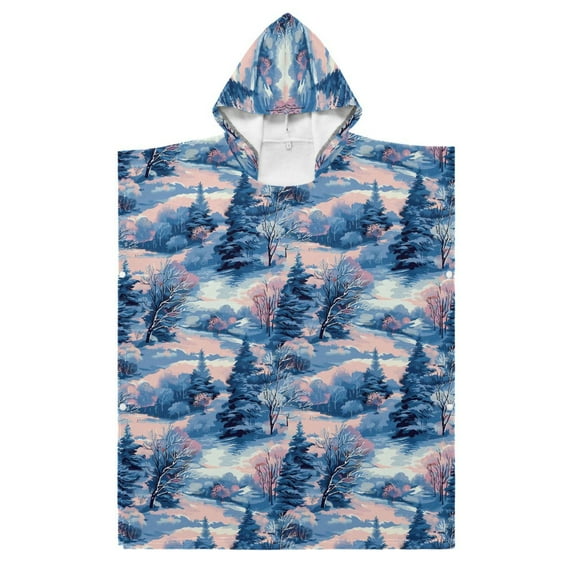 Kid Hooded Beach Towel Bath Poncho Towels Soft Absorbent Quick Dry for Boy Girl Tree in Snow S
