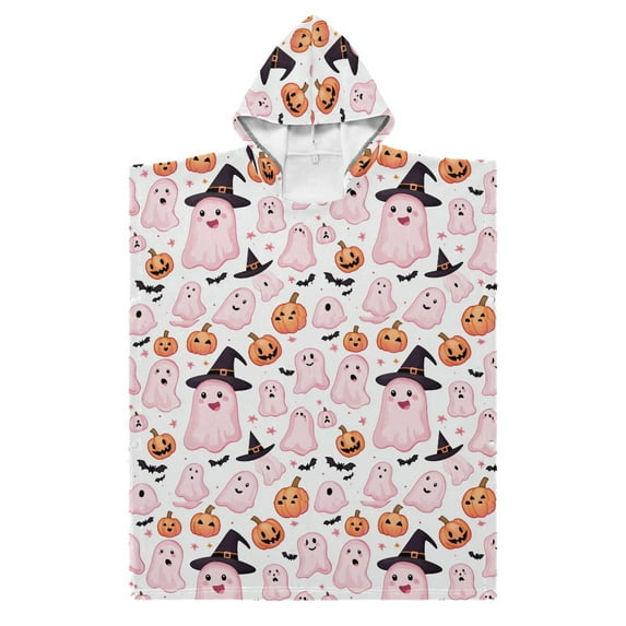 Kid Hooded Beach Towel inch Bath Poncho Towels Soft Absorbent Quick Dry for Boy Girl Cute Pink Ghost Pumpkin Bats M