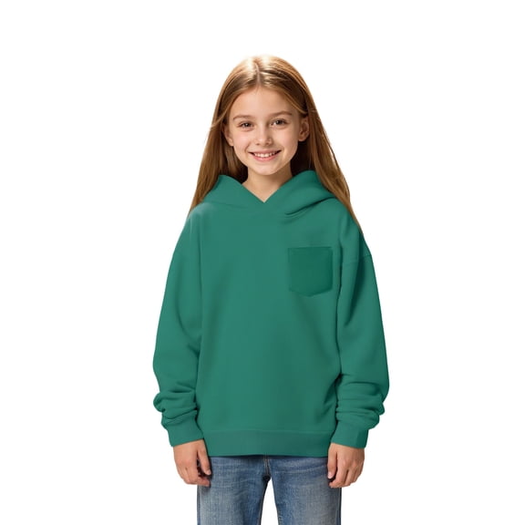 Kid Hoodie Dark Green Hooded Casual Long Sleeve Sweatshirts Jackets Winter Clothes 3-4 Years Boy Clothes