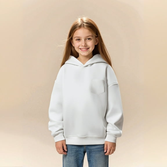 Kid Hoodie Kids White Hooded Lightweight Long Sleeve Hoodies Winter Clothes Toddler Clothes for Girls 2-3 Years