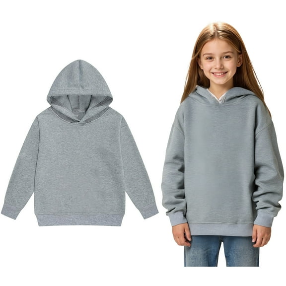 Kid Hoodies Boys Grey Hooded Long Sleeve Soft Sweatshirts Top Warm Fall Winter Clothes Little Girls Clothes 4-5 Years