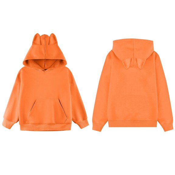 Kid Hoodies Boys Kids Orange Hooded Casual Long Sleeve Sweatshirts Fall Winter Clothes Toddler Boys Clothes 5-6 Years