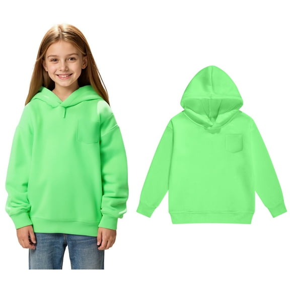 Kid Hoodies Kids Green Hooded Long Sleeve Lightweight Pullover Tops Loose Sweatshirt Warm Fall Winter Clothes Toddler Girls Clothes 4-5 Years