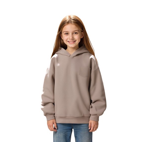 Kid Hoodies Kids Khaki Hoodie Long Sleeve Pullover Tops Fall Clothes Toddler Girl Clothes 6-7 Years