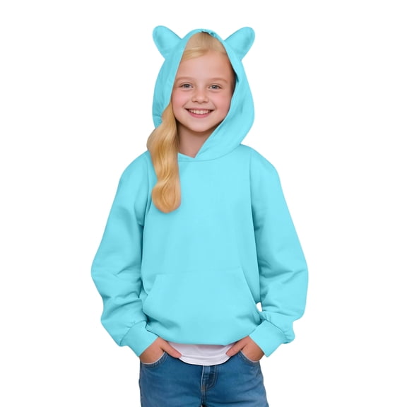 Kid Hoodies Light Blue Hoodies Long Sleeve Soft Sweatshirts Top Warm Fall Winter Clothes Toddler Girl Clothes 2-3 Years