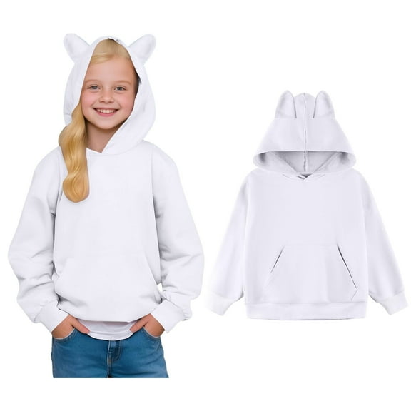 Kid Hoodies for Boys White Hooded Casual Long Sleeve Hoodies Warm Fall Winter Clothes Girl Clothes 2-3 Years