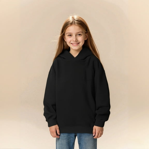 Kid Hoodies for Girls Black Hooded Casual Long Sleeve Sweatshirts Warm Fall Winter Clothes Kids Clothes Boys Size 3-4 Years