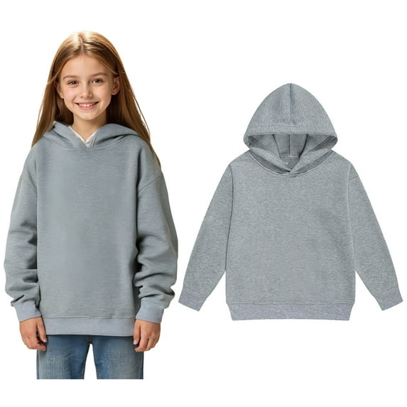 Kid Hoodies for Girls Grey Hooded Long Sleeve Hooded Sweatshirt Top Warm Fall Winter Clothes Size 4-5 Years Girls Clothes
