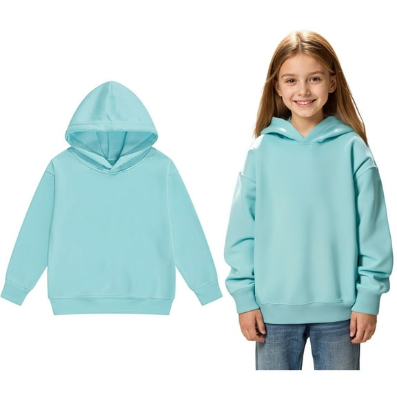 Kid Hoodies for Girls Kids Light Blue Hoodie Casual Long Sleeve Sweatshirts Jackets Fall Clothes Girls Toddler Clothes 2-3 Years