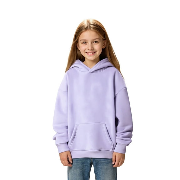 Kid Hoodies for Girls Light Purple Hooded Casual Long Sleeve Sweatshirts Winter Clothes 5-6 Years Girls Clothes