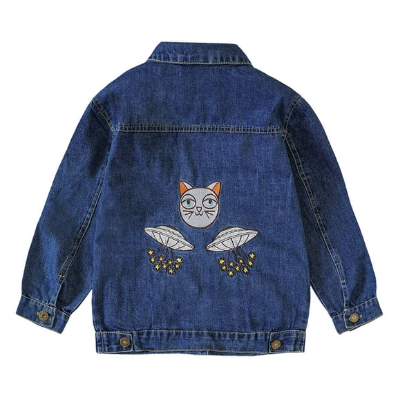 Kid Jacket for Girls Button Denim Jacket Casual Basic Outwear Blue Jacket Boys Kid Boys Clothes 7-8 Years Boy Girl Fashion