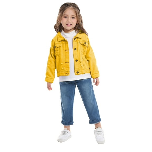 Kid Jacket for Boys Button Down Children Casual Jacket Yellow Denim Jacket Kid Boys Fall Jacket 6-7 Years Boy Girl Fashion