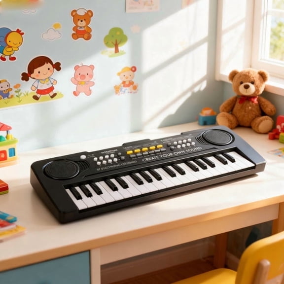 Kid Keyboard Piano - 37 Keys Toddler Keyboard Multifunction Music Educational Instrument Toy Electronic Piano for Age 3+ Girls and Boys (Black)