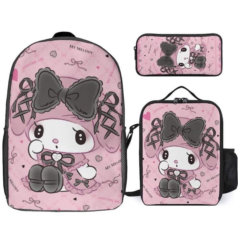 Kuromi And My Melody 3 Piece Backpack Set With Lunch Box And  display picture 3