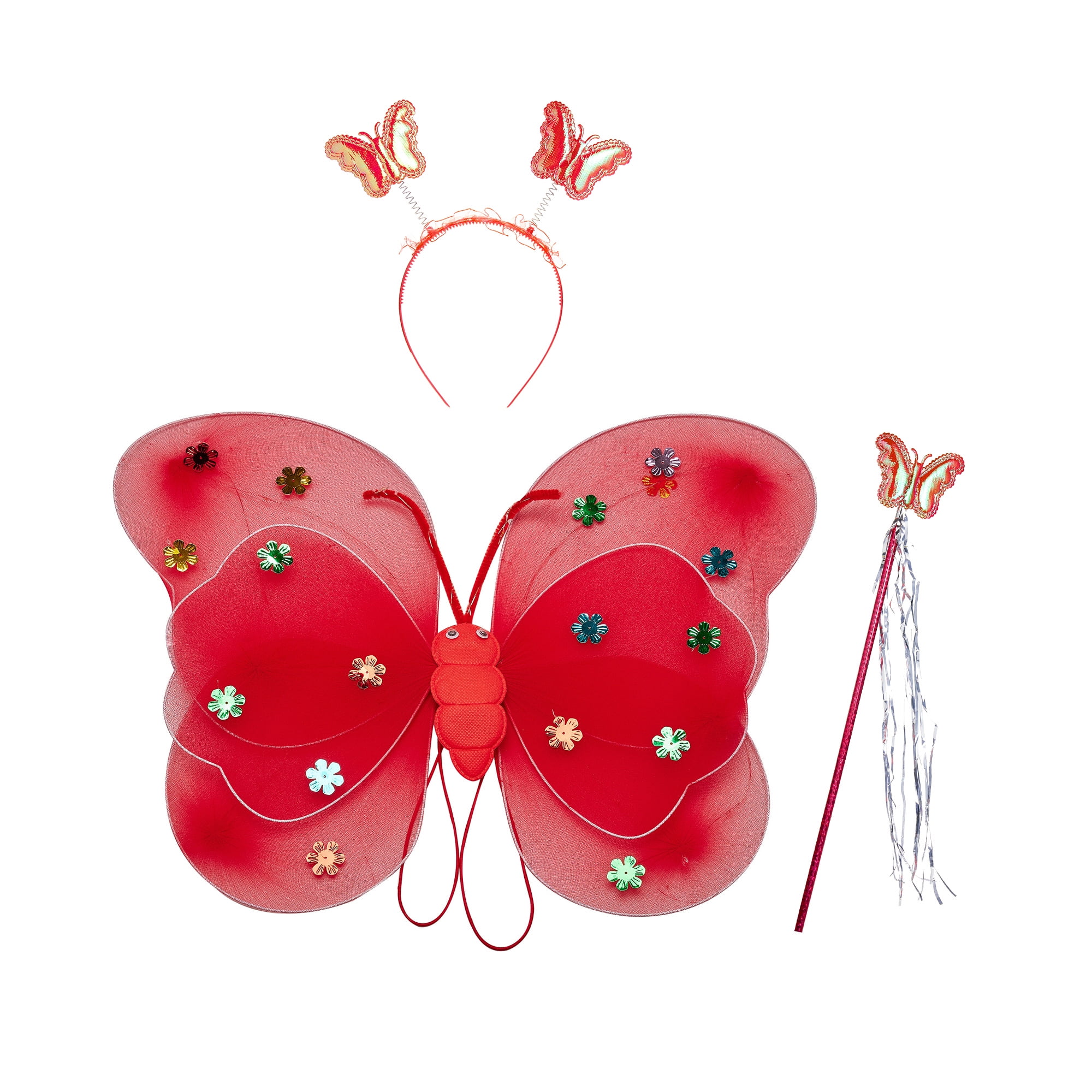 Kid LED LightUp Butterfly Wings Set Fairy Wing Fairy Sticker Headband