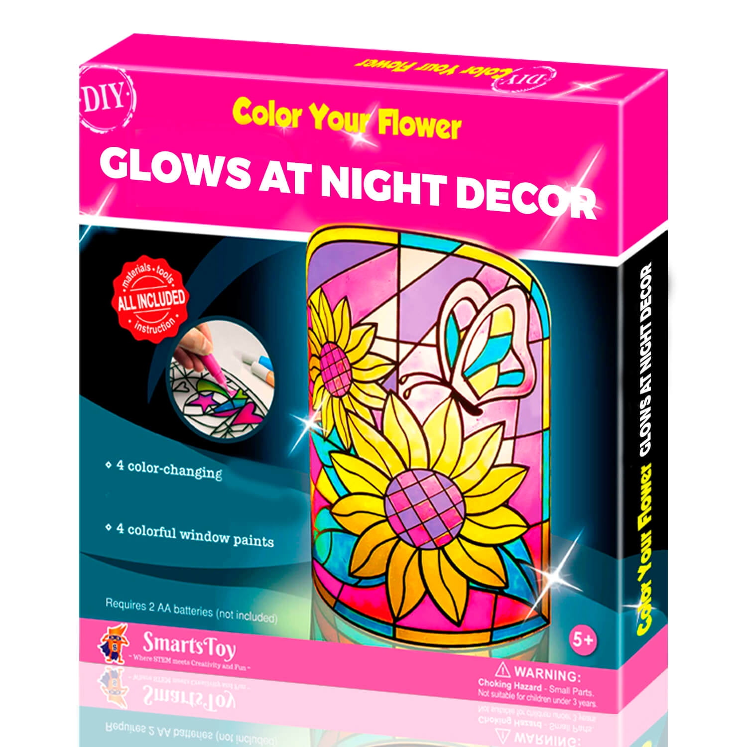 Kid Lamp DIY Kit Make Stained Glass Nightlight Window Paint \u0026 Circuit Creative Crafts