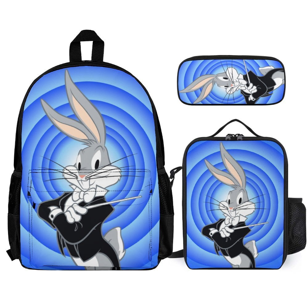 Kid Looney Tunes Bugs Bunny School Bag 3 Piece Backpack Set With Lunch ...