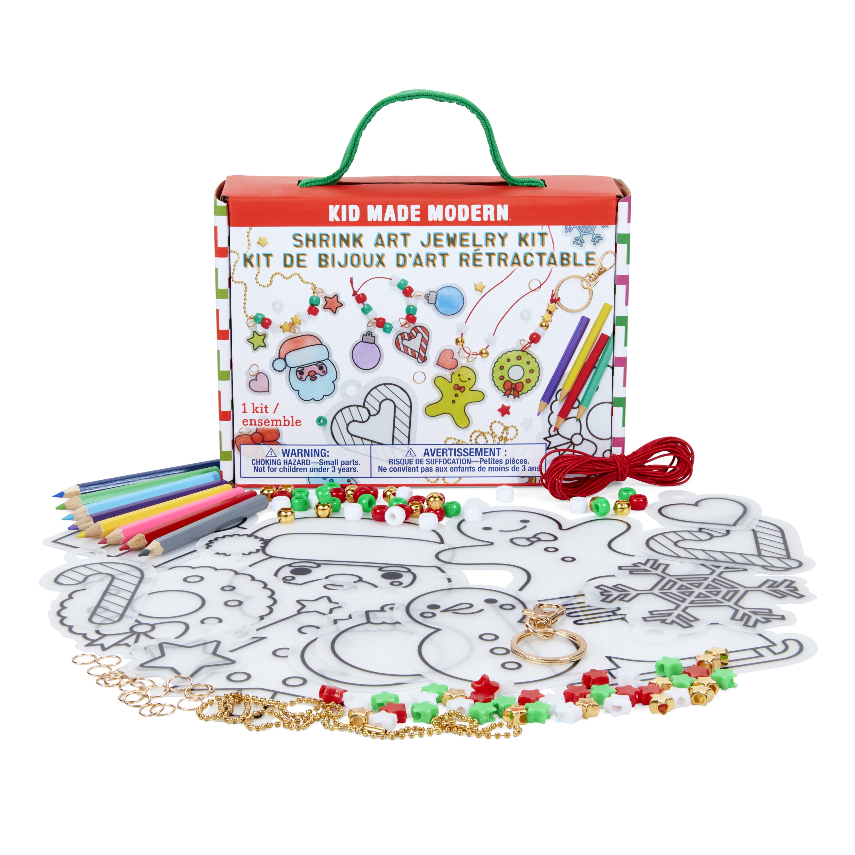 Kid Made Modern Christmas Shrink Art Jewelry Kit Kids Ages 6 and Up