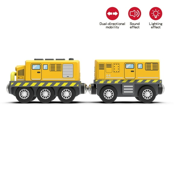 Kid Magnetic Electric Train Car Locomotive Wooden Track Slot Diecast Railway With Two Carriages Wood Toy Gift