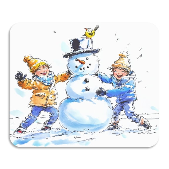 Kid Make A Snowman Diatomaceous Earth Water Absorbent Mat, Anti-Slip Rubber Backing, 15.7" x 11.8"