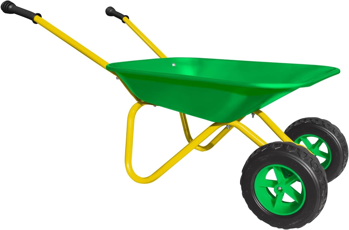 Kid Metal Wheelbarrow Toy - Green, Toddler Gardening Tool for Sowing/Digging/Sweeping/Shoveling