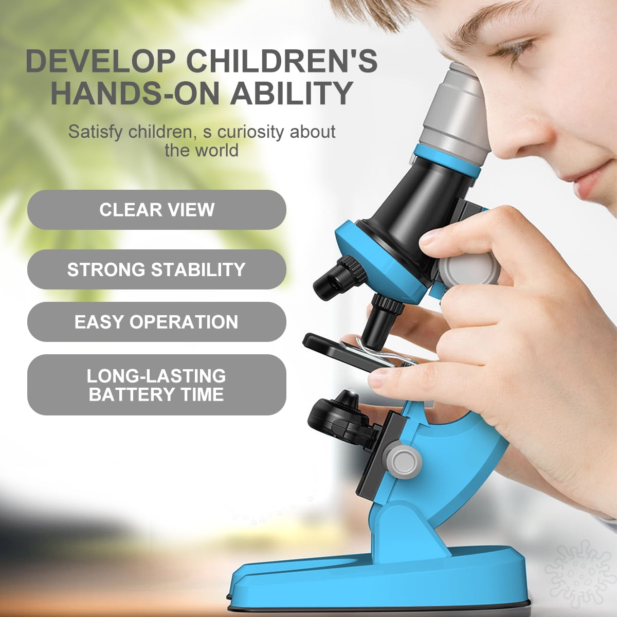 Kid Microscope Science Kits Magnification Beginner Toy Home School Educational Biological Hand