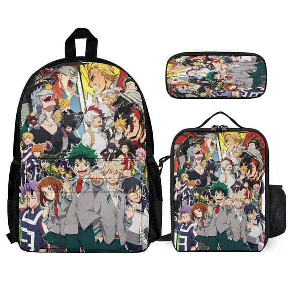 My Hero Academia 3 Piece Backpack Set With Lunch Box And Pencilcase Casual Bookbag