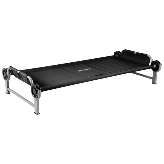 Disc-O-Bed Youth Single Cot Kid-O-Bed, Portable Bunk with Travel Carry Bag, Black